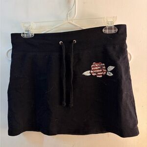 SO Black Mini Skirt with Red Floral Detail